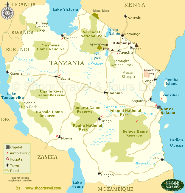 tanzanie national park carte